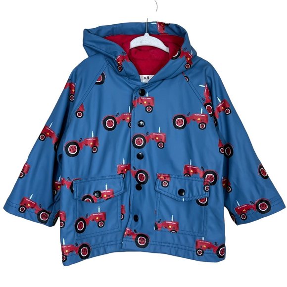 Hatley Other - Hatley Tractor Print Raincoat Hooded Lined Boys 1Y